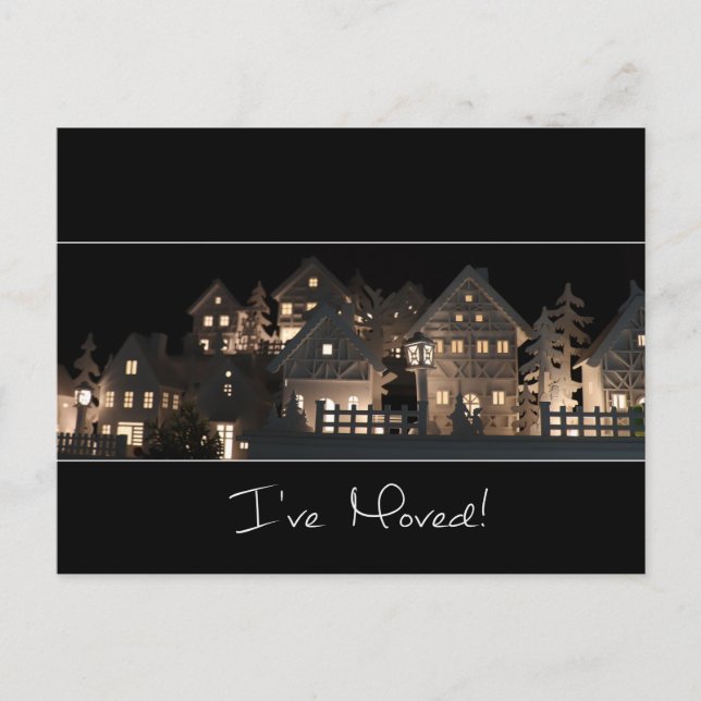 I've Moved  Illuminated Christmas Houses Postcard (Front)