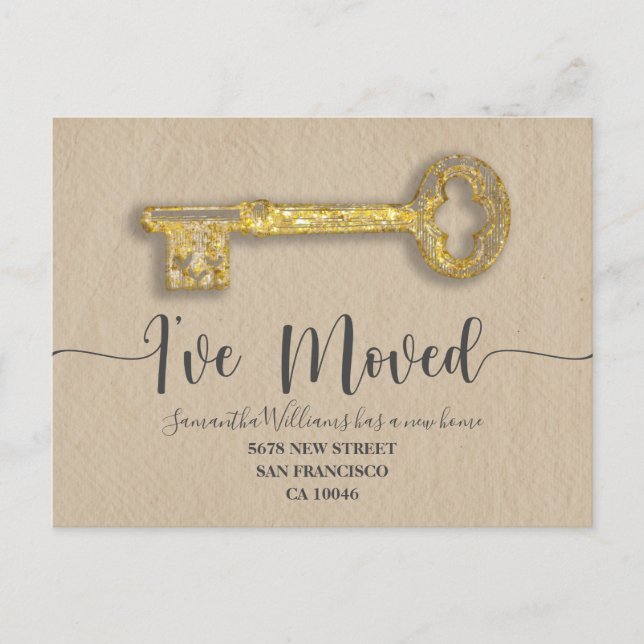  I've Moved Kraft  Key  Moving Announcement Postcard (Front)