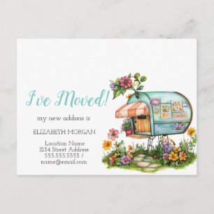 I've Moved,Mailbox Spring Flowers Announcement Postcard