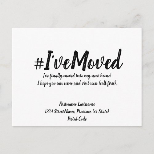 Ive Moved Modern Minimalist Address Change Postcard