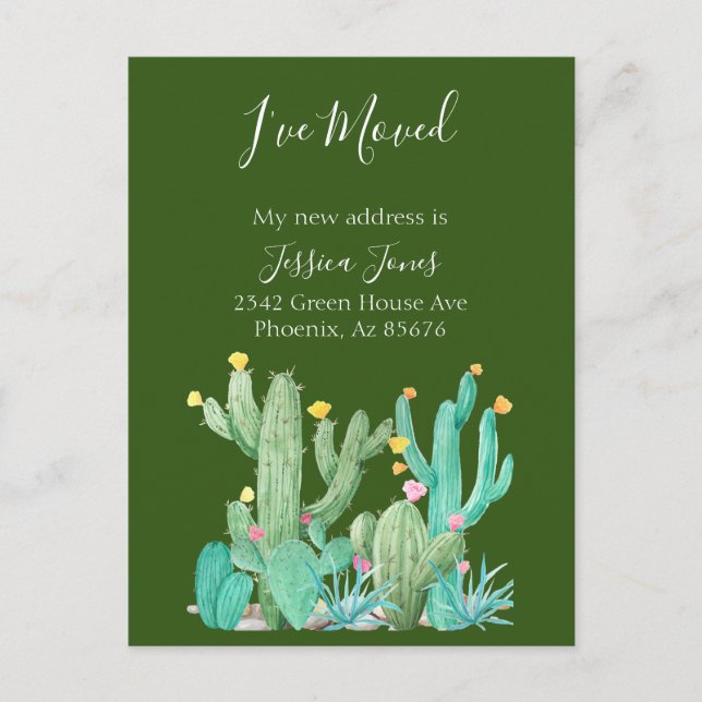 I've  Moved New Address Announcement House Cactus Postcard (Front)