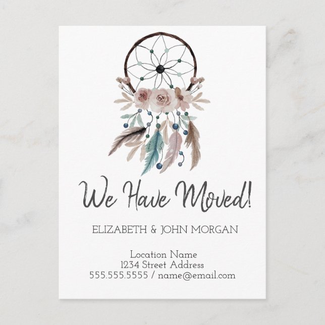 I've Moved, New Address, Dream Catcher Announcement Postcard (Front)