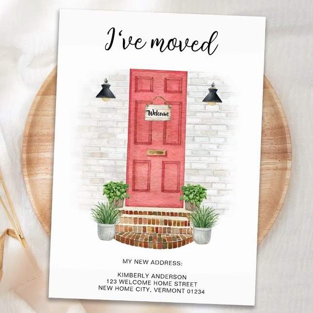 I've Moved New Address Watercolor Front Red Door Announcement (Creator Uploaded)