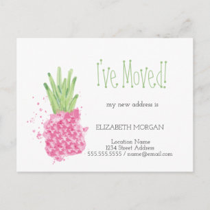 I've Moved,Pink Pineapple New Address  Announcement Postcard