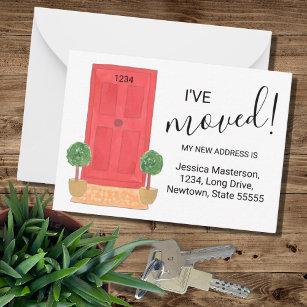  I've Moved Red Door Announcement Card