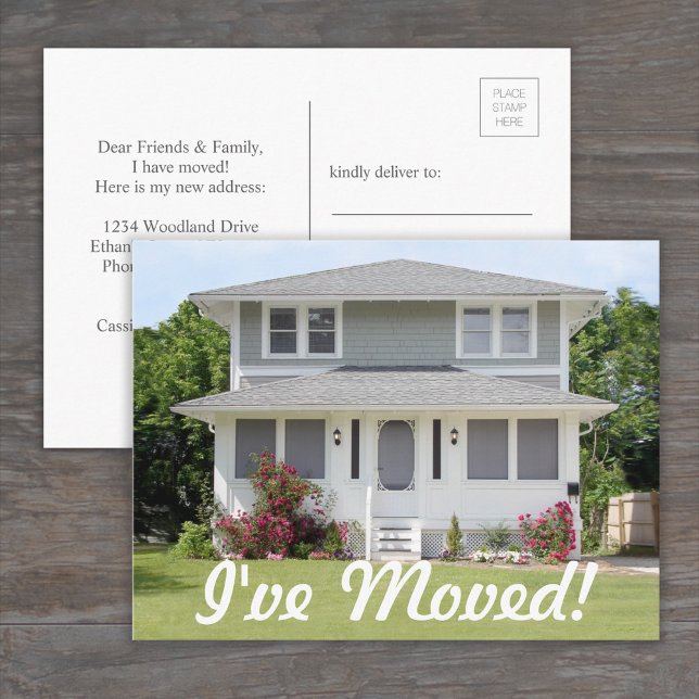 I've Moved Script New Home Photo Change of Address Announcement Postcard (Creator Uploaded)