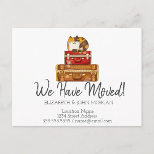 I've Moved, Suitcases Cat New Address Announcement Postcard