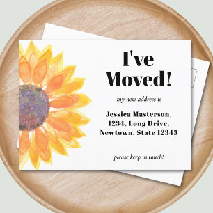 I've Moved Sunflower  Announcement Postcard