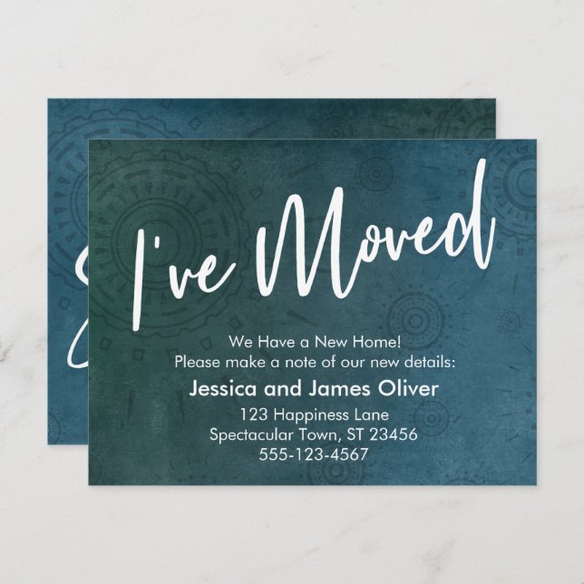 I've Moved, Textured, Unique Teal Graphic Card (Front/Back)