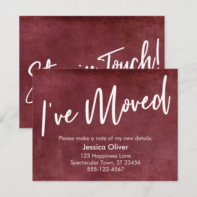 "I've Moved" Typography Grunge Red Announcement (Front/Back)