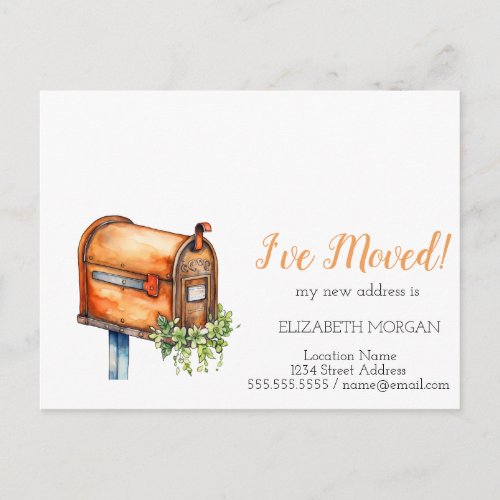 Ive Moved Vintage Mailbox Flowers Announcement Postcard