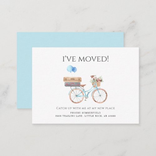 Ive Moved Watercolor Blue Bike Moving Announcement