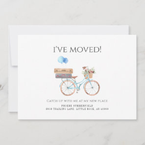 I've Moved Watercolor Blue Bike New Address Moving Announcement