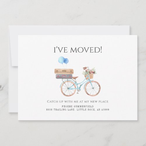 Ive Moved Watercolor Blue Bike New Address Moving Announcement