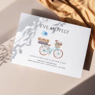 I've Moved Watercolor Blue Bike New Address Moving Note Card