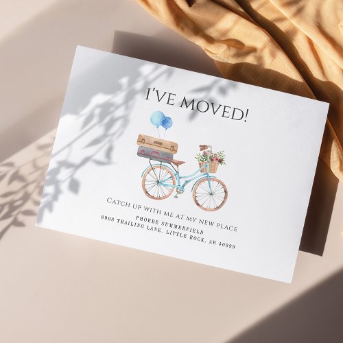 Ive Moved Watercolor Blue Bike New Address Moving Note Card