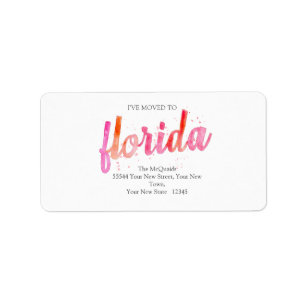 I've Moved Watercolor Florida State Moving Label