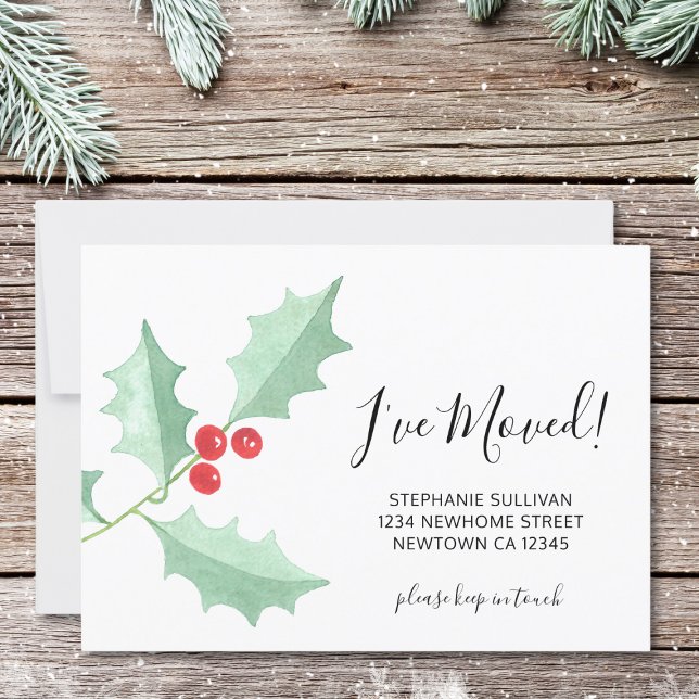 I've Moved Watercolor Holly Moving Announcement (Creator Uploaded)