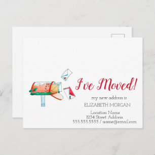 I've Moved,Watercolor Mailbox Christmas Announcement Postcard