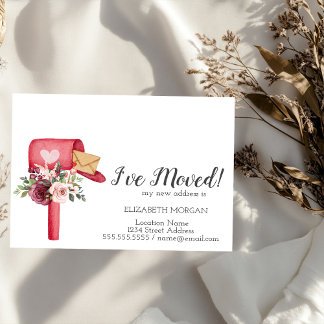 I've Moved,Watercolor Mailbox Flowers Announcement Postcard