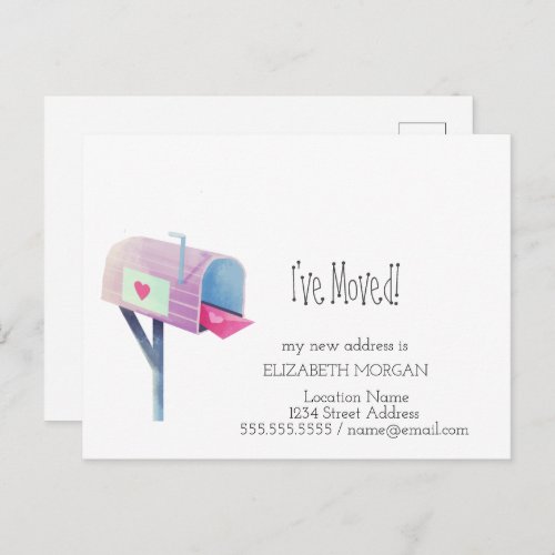 Ive MovedWatercolor Mailbox New Address Announcement Postcard