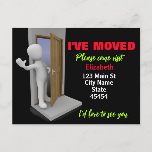 Ive Moved Waving Person Card Moving Postcard