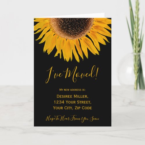 Ive Moved Yellow Black Sunflower Announcement