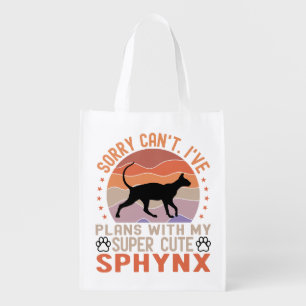 I've plans with my Sphynx cat Grocery Bag
