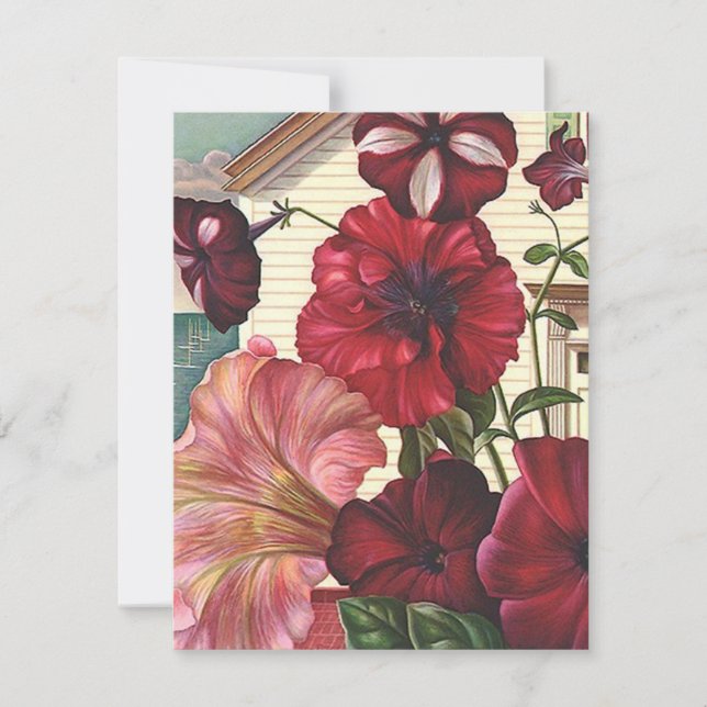 I've We've Moved Announcement Petunia Flowers Home (Front)