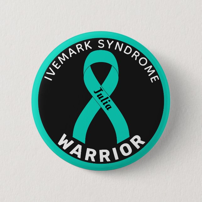 Ivemark Syndrome Warrior Ribbon Black Button (Front)