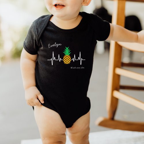 IVF Baby Pineapple Heartbeat with Name Baby Bodysuit