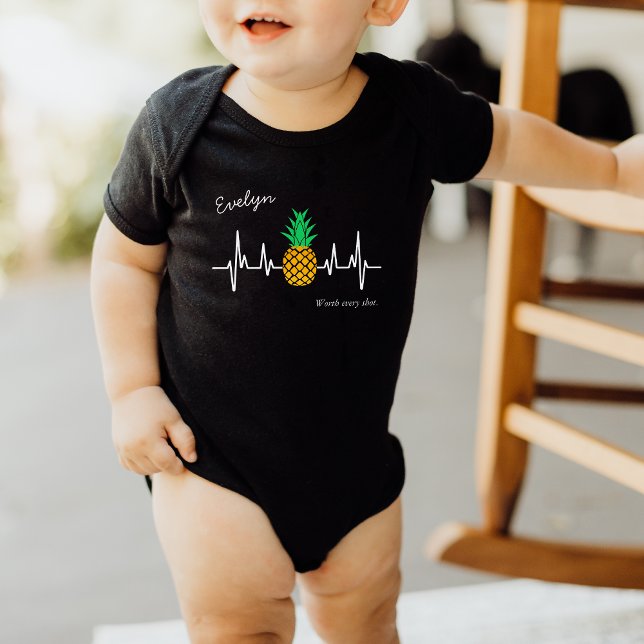 IVF Baby Pineapple Heartbeat with Name Baby Bodysuit (Creator Uploaded)