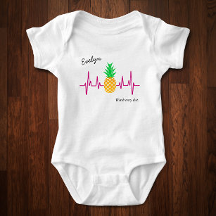 IVF Baby Pineapple Heartbeat with Name v2 Baby Bodysuit