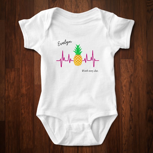 IVF Baby Pineapple Heartbeat with Name v2 Baby Bodysuit (Creator Uploaded)