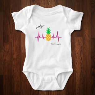 IVF Baby Pineapple Heartbeat with Name v2 Bodysuit