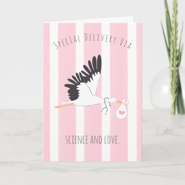 IVF Baby Stork’s Special Delivery Greeting Card  (Front)