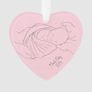 IVF Miracle Baby Simple Girl Pink Ornament 
