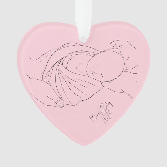 IVF Miracle Baby Simple Girl Pink Ornament  (Front)