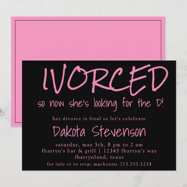 Ivorced and Looking for the D | Divorce Party Invitation (Front/Back)