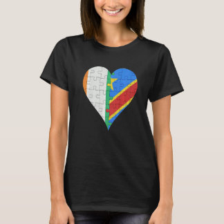 Ivorian Congolese Flag Heart T-Shirt