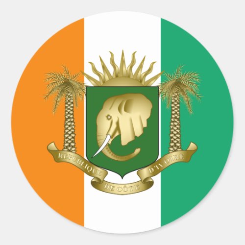 Ivorian Flag  Coat of Arms Flag of Cte dIvoire Classic Round Sticker