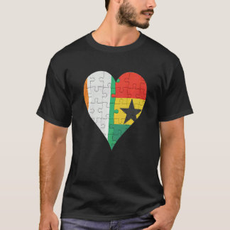 Ivorian Ghanaian Flag Heart T-Shirt