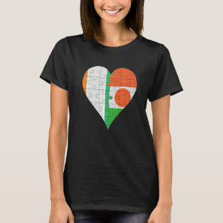 Ivorian Nigerien Flag Heart T-Shirt