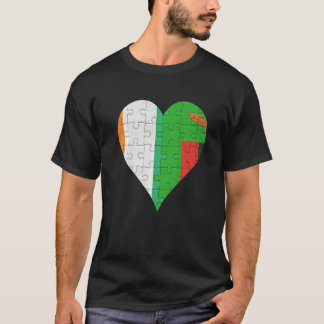 Ivorian Zambian Flag Heart T-Shirt