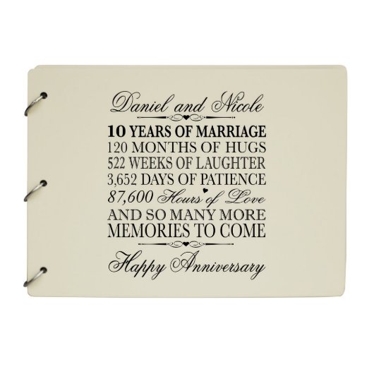 Ivory 10th Wedding Anniversary Guest Book (Front)