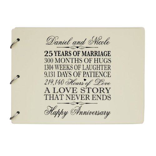 Ivory 25th Wedding Anniversary Guest Book