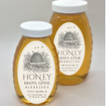 Ivory 32 oz Queenline Honey Label (Vintage Skep)<br><div class="desc">Personalize this honey jar label with your name or business name,  contact info,  address and honey net weight. Common honey net weight conversions: 8oz (227g),  12oz (340g),  16oz (454g),  32oz (907g),  5lb (2.27kg). Ivory label with thin border and vintage skep design. (Fits 16 oz Queenline Classic Honey Jars.)</div>
