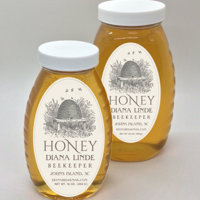 Ivory 32 oz Queenline Honey Label (Vintage Skep) (Creator Uploaded)