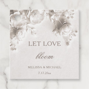 Ivory 3D Flowers Let Love Bloom Favor Tags