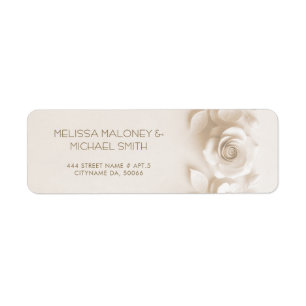 Ivory 3D Flowers Roses Wedding Label